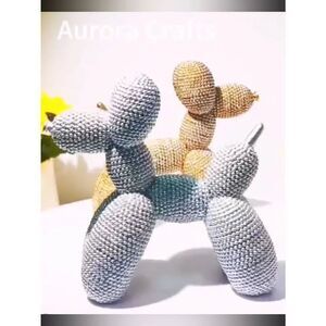 Beaded Balloon Dog Sculpture - Silver